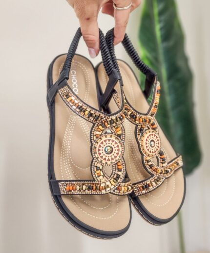 sandalia perlas  Chocolate 6k121