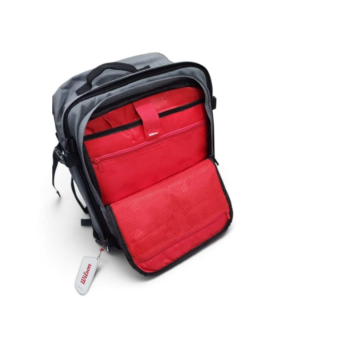 INTERIOR ROJO DE LA MOCHILA WILSON URBANA 19 PULGADAS CON COMPARTIMENTOS