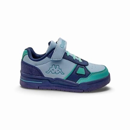 Zapatilla urbana de niño Kappa Logo Barone gris con azul y verde con abrojo