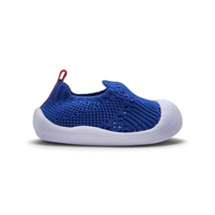 Zapatilla tejida Kidy 449-1001 azul con suela blanca para bebe