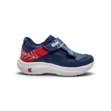 Zapatilla deportiva Kidy 458-008 azul marino con abrojo y detalle de telarana roja