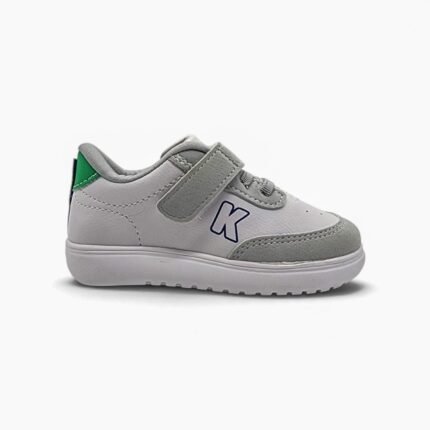 KIDY 469-0001 zapatilla urbana de niño blanca con gris y detalle verde