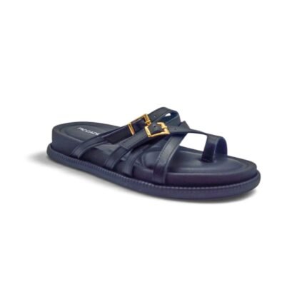 Sandalia Piccadilly 480012-5 negra con tiras cruzadas y hebillas doradas